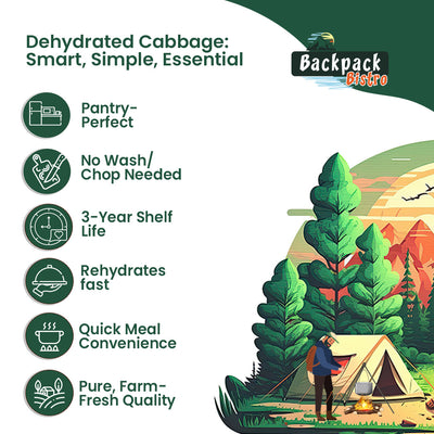 Backpack Bistro Dehydrated Finely Chopped Cabbage 8.8 oz (250 g) - Pride Of India