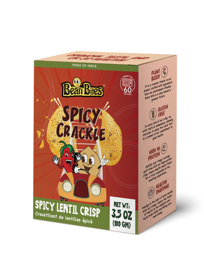 Bean Bites | Spicy Crackle Lentil Crisp 3.53 oz (100 g) | Round Crunchy Bites - Pride Of India